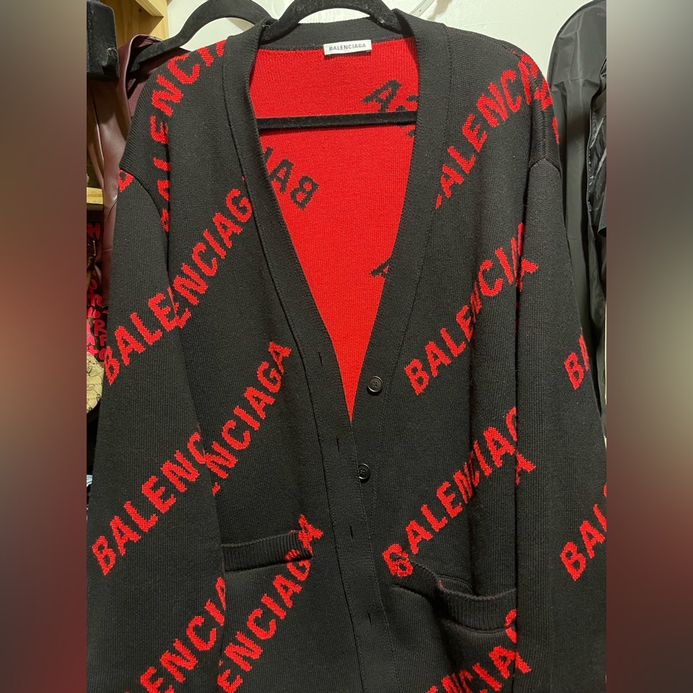 BALENCIAGA logo oversized cardigan